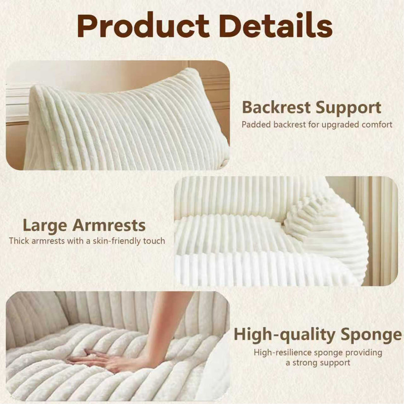 Suede Sofa Chair With Ottoman - 5-Zone Support & Compact Boxed Delivery