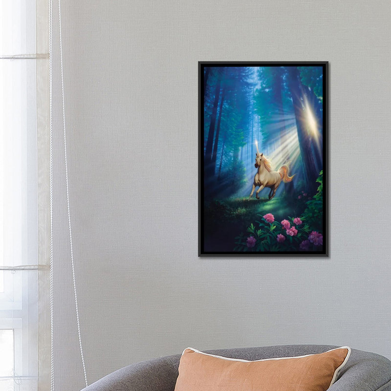 « secret forest », reproduction d’impression sur toile, H 26 po x l 18 po x P 1,5 po, Toile encadrée noire, Pas de tapis