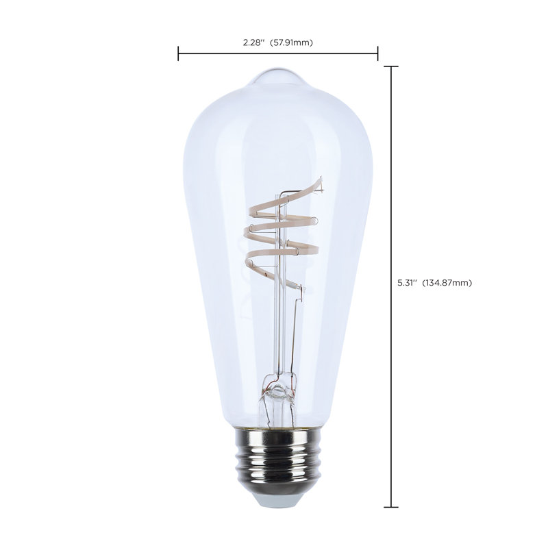 6 Watt LED - Flex Gray Coil Filament - ST19 - Medium Base - 2700K CCT - Clear - 120 Volt