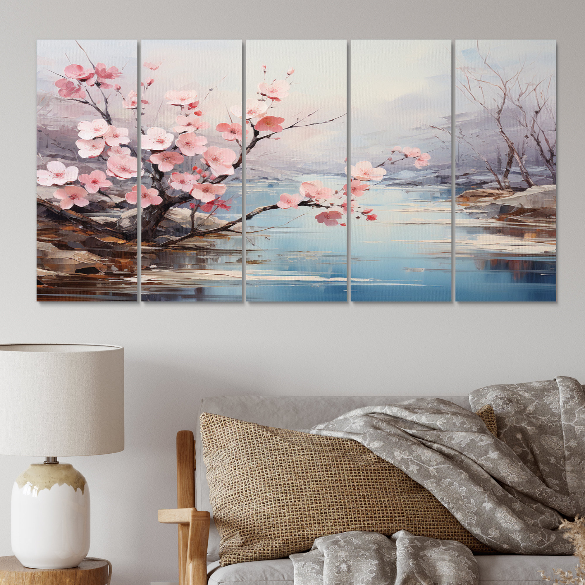 Winston Porter Japan Cherry Blossom Serenity I - 5 Piece Wrapped Canvas ...