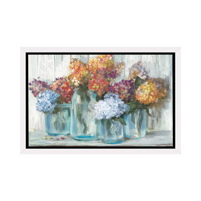 " Fall Hydrangeas In Glass Jar Crop " by Carol Rowan