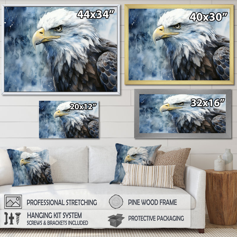 «Bold Eagle Strong Gaze II», reproduction sur toile, Cadre flottant noir, H 16 po x l 32 po x P 1 po