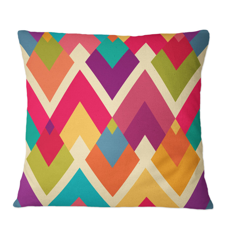 Coussin Rhombus Geometrics In Retro Colors I, 16 po x 16 po