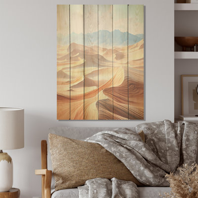 Désert du désert, minimalisme, étreinte I - art mural en bois minimaliste sur bois de pin naturel
