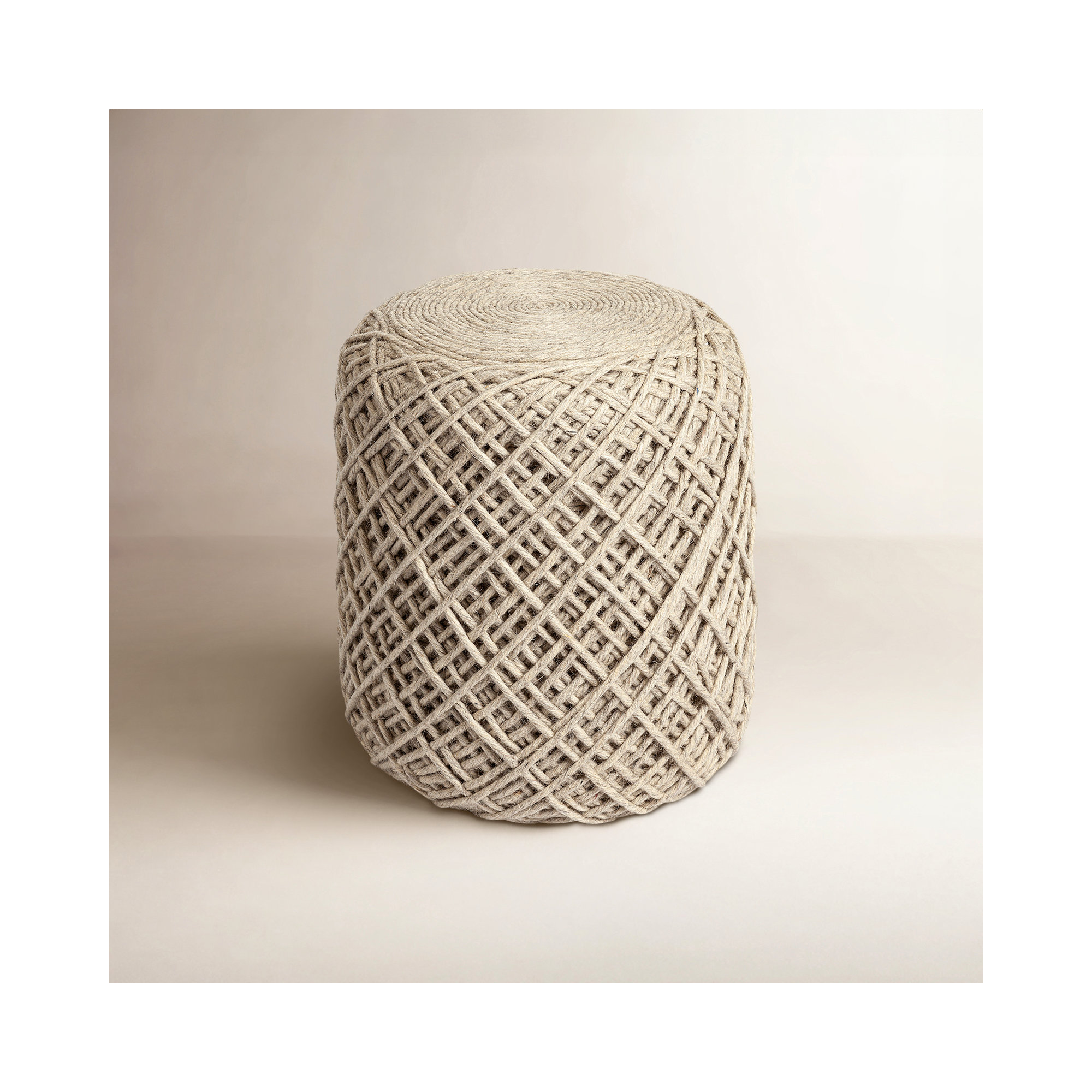 Rudolph Upholstered Pouf, Cream