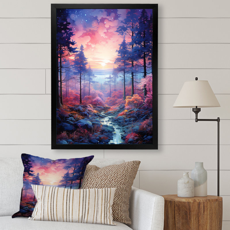 «Pine Tree Winter Twilight III», reproduction sur toile, Cadre photo noir, H 32 po x l 24 po x P 1 po
