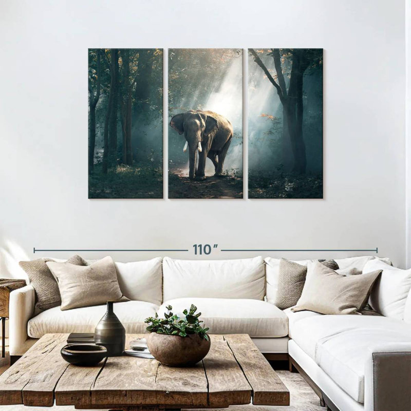 Sunlit Jungle Elephant, 48" H x 74" W