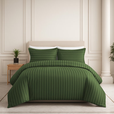 Microfiber Striped Duvet Cover Set with Pillowcases Included