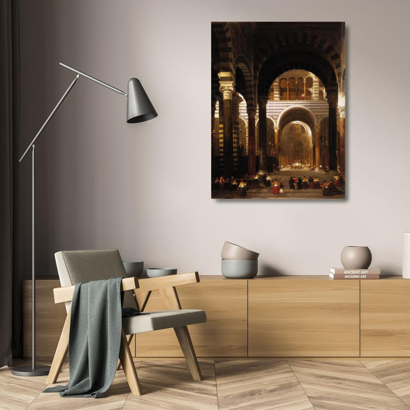 "Intérieur de la cathédrale, Pise." par David Roberts - Art mural sur toile tendue avec châssis, H 24 po x l 17 po