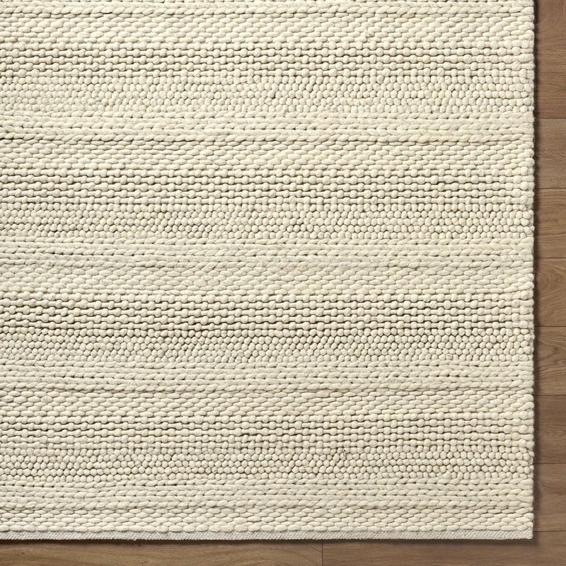 Moroccan Wool Hand Woven Area Rug, Ivory/Sand/Cream, Rectangle 183 x 274 cm