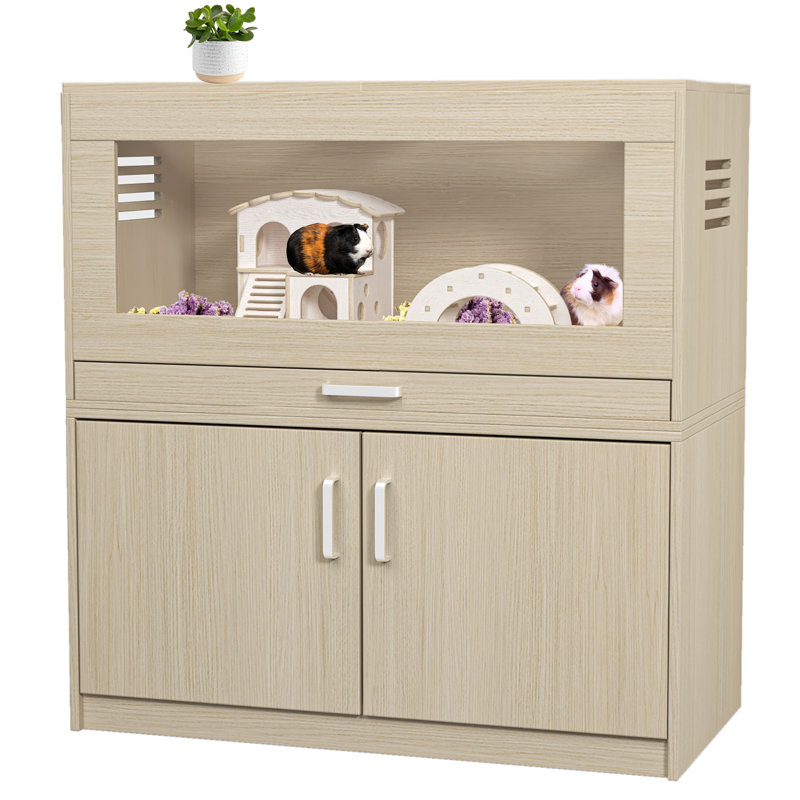 Cage à hamster avec armoire de rangement et tiroir, cage à lapin ouverte