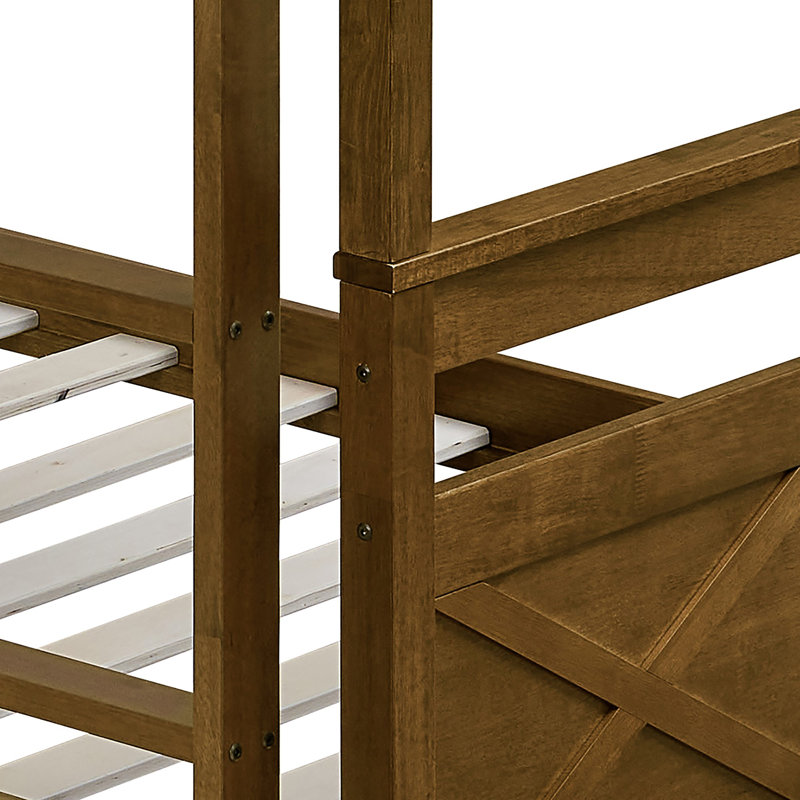 Lit superposé simple en bois massif Jazzae, Brun