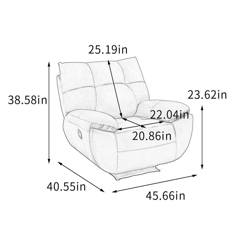 Single Manual Living Room Faux Leather Recliner, Light Khaki