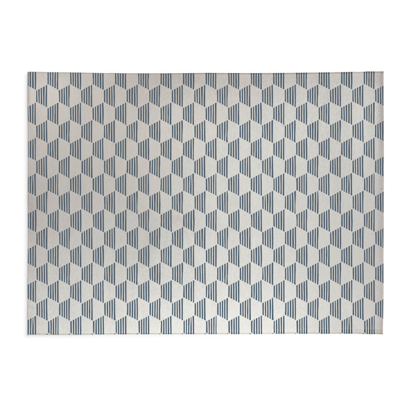 Tapis de cuisine anti-dérapant léger Hexaline, Bleu, Rectangle 5 pi x 7 pi