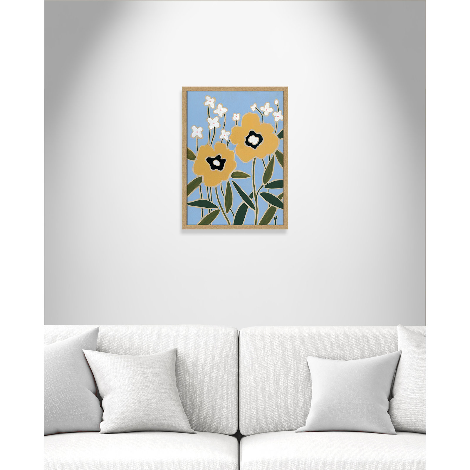 Maura "Woodblock Floral II" Print, 23" H x 17" W x 1.25" D, Natural Framed