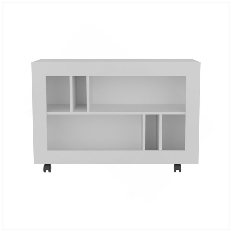 Console Table Cart, 5 Shelves, 4 Casters, White