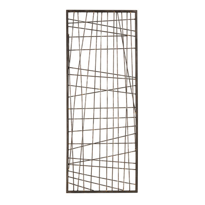 Décoration murale d'intérieur en métal noir - motif de tissage irrégulier suspendu patiné pour une touche rétro