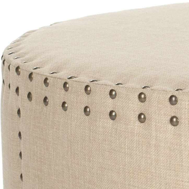 Caydee Upholstered Ottoman, Light Beige