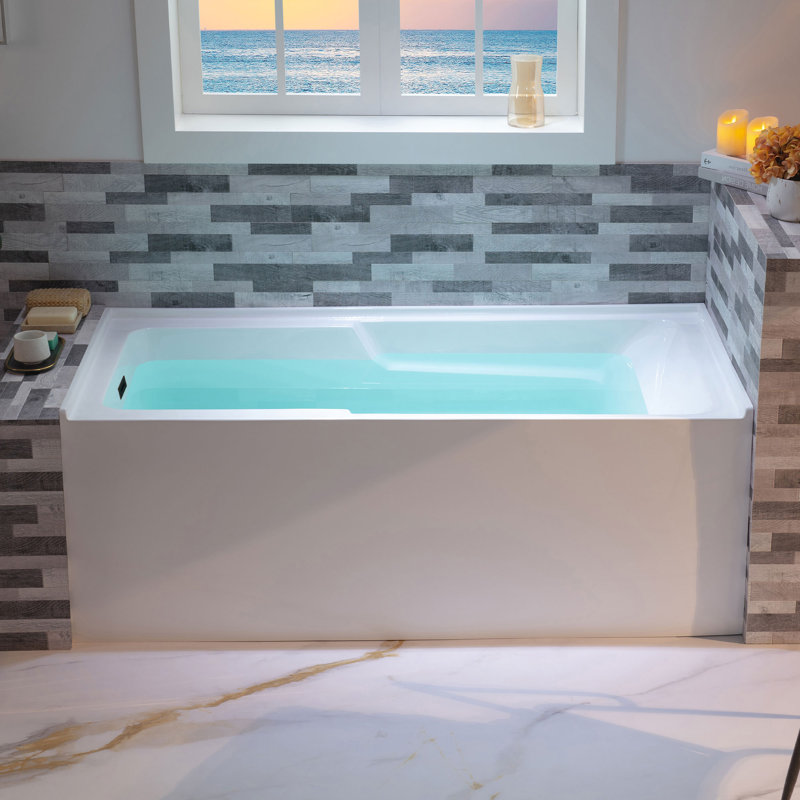54" x 30" Alcove Acrylic Soaking Bathtub with Drain & Overflow, 5 Finish Options, Left, Oil Rubbed Bronze