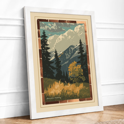 Mountains at Sunrise Scandinavian - Framed Print