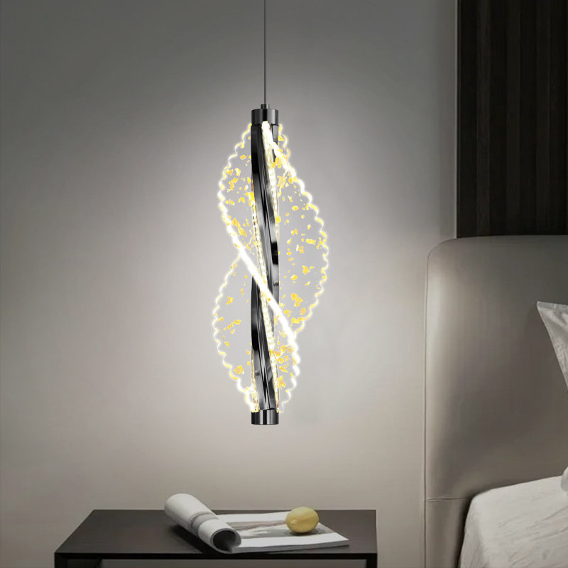 Lustre moderne 1 lumière en acrylique à DEL noir, 720 Lumens, 59" H x 4.7" W x 4.7" D, Matte Black