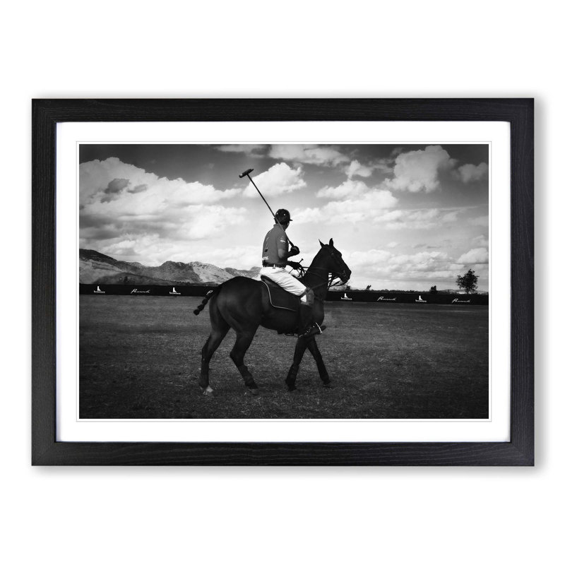 Polo Horse Framed Print, Black