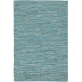 India Hand Loomed Cotton Modern Area Rug in Blue