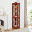 Corner Curio Cabinet With Lights, Adjustable Tempered Glass Shelves, Mirrored Back, Display Cabinet(E26 Light Bulb Not Included)-573921139