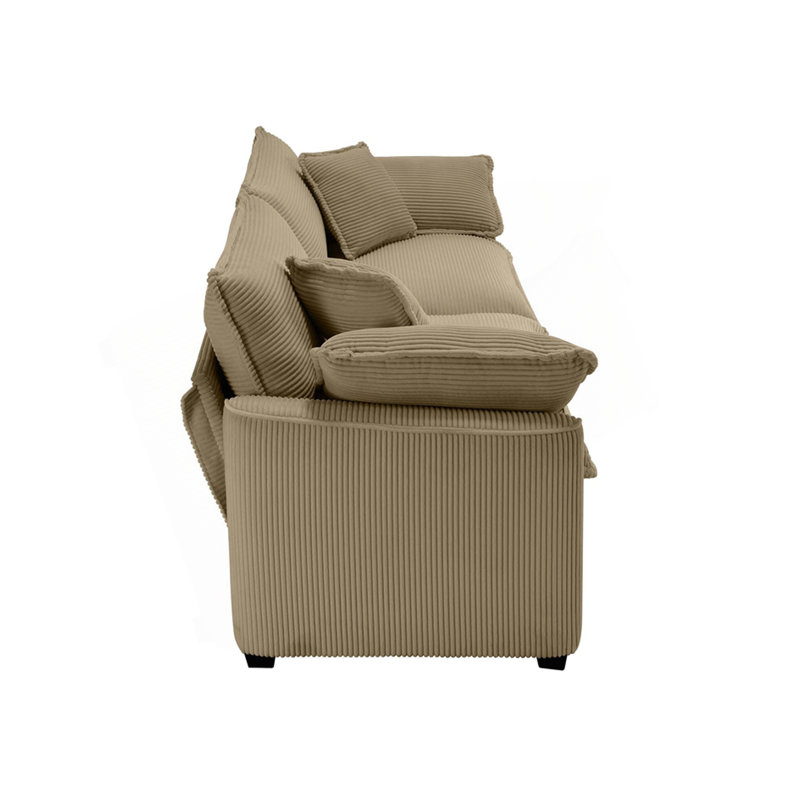 Canapé de causeuse moderne en tissu pour salon, canapé rembourré 2 places à assise profonde de grande taille avec 4 coussins, chenille blanche