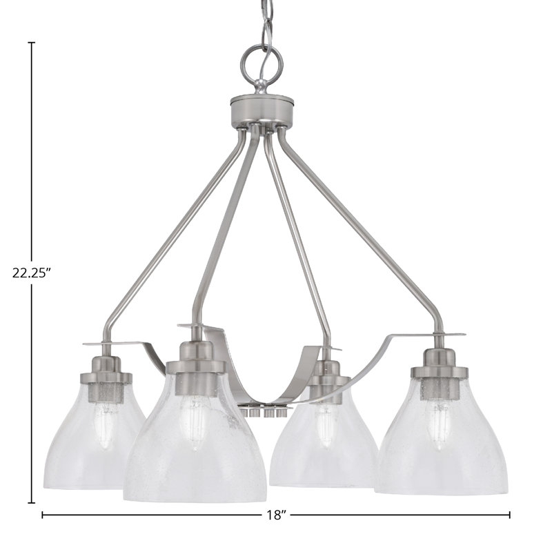 Lustre 4 lumières Odyssey Downlight illustré avec verre de 6,25 po, Clair, Nickel brossé