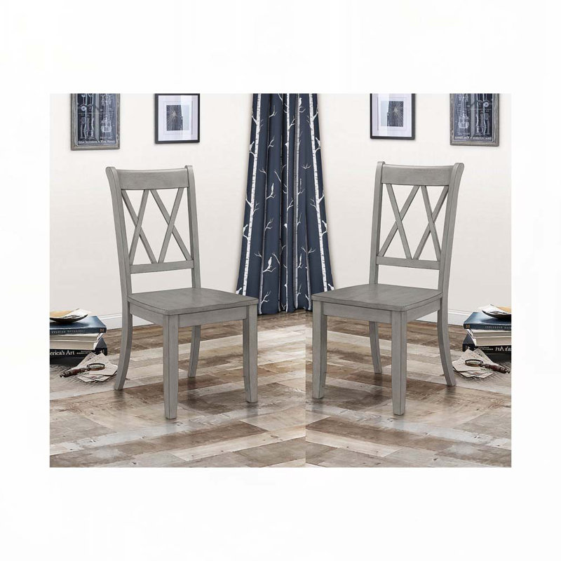 Ensemble de chaises de salle à manger avec dossier Double-X, 4 pieds, Gris