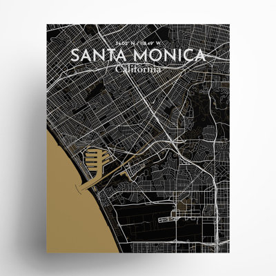 Santa Monica, carte de la ville, impression