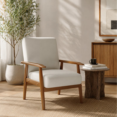 Bridgeview Upholstered Accent Chair, Armchair with Solid Wood Frame