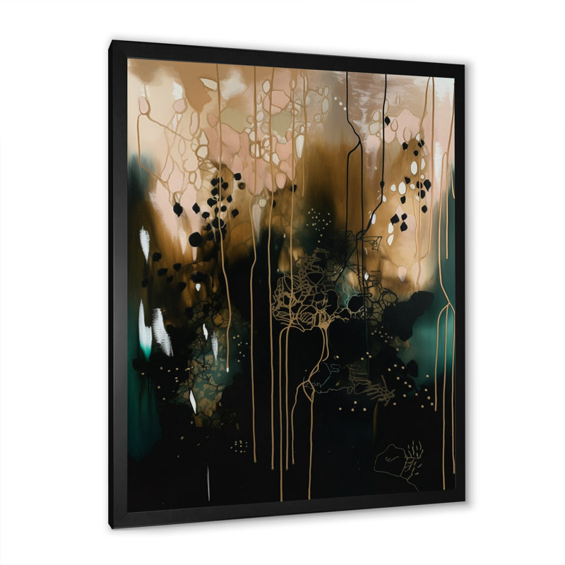 Toile abstraite, reproduction de décor moderne chaos noir - Chaos noir III, H 44 po x l 34 po, Cadre photo noir