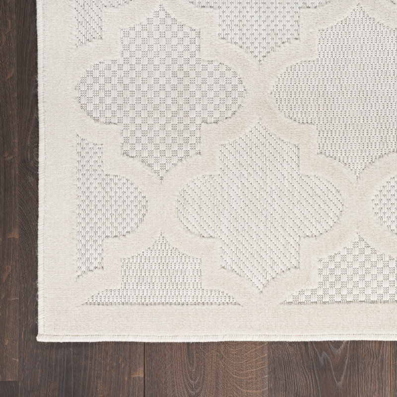 Tapis intérieur / extérieur ivoire / blanc Adianey, Rectangle 4 pi x 6 pi