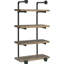 Étagère fonctionnelle noire et rustique à 4 tablettes pour bureau, étagère fonctionnelle en chêne-126060734-126060738