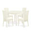 L'ensemble 5 pièces de table et chaises de cuisine comprend une table de salle à manger ronde et 4 chaises en lin, blanc lin