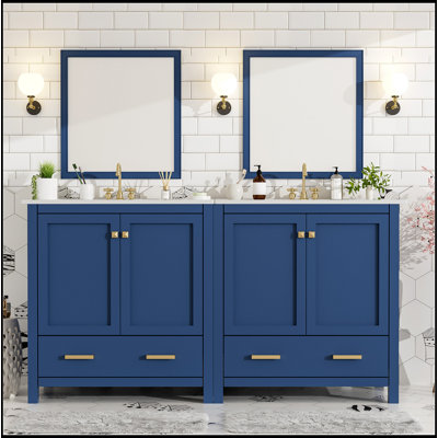 18.3 " W Freestanding Standard Free Standing Single Double With Ceramic Top
