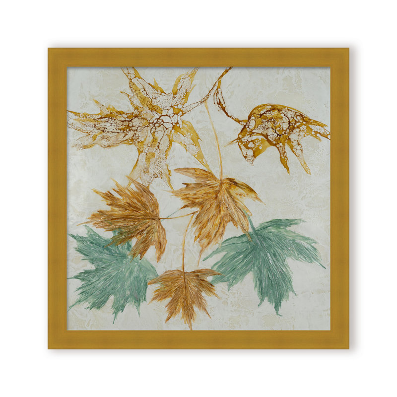 Nature Inspired "Lustrous Foliage" Canvas Wall Art By , 20" H x 20" W x 1.125" D, Framed Matted Print, Black