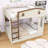 Wooden Bunk Bed with Trundle, Hooks and Side Shelves-1385674124-1385674231