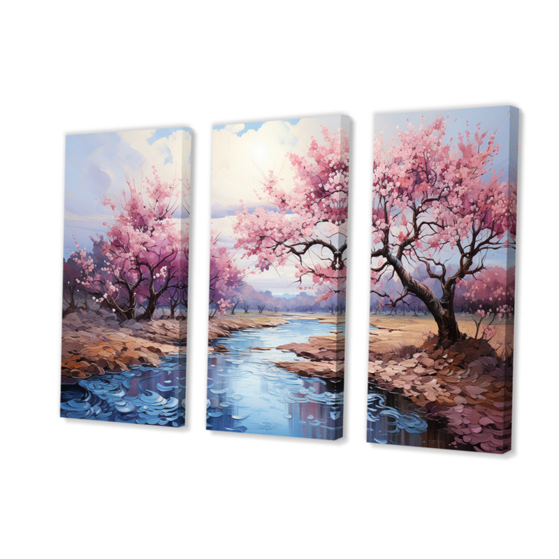 «Vangogh Blossoming Almond Trees I», reproduction sur toile 3 pièces, H 32 po x l 48 po x P 1 po