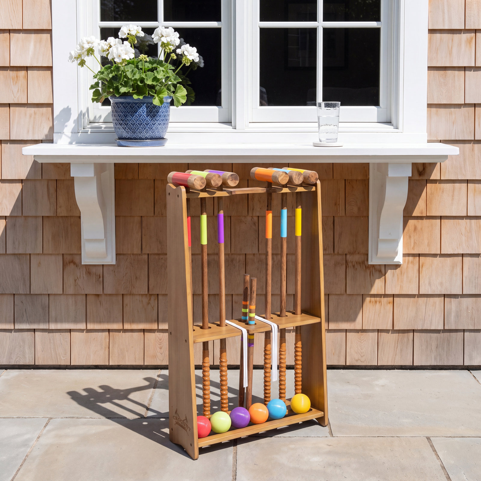 6-Player Wood Croquet Set with Stand