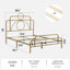 Lit plateforme en métal avec support central en métal et lattes de bois-816145147-816145148