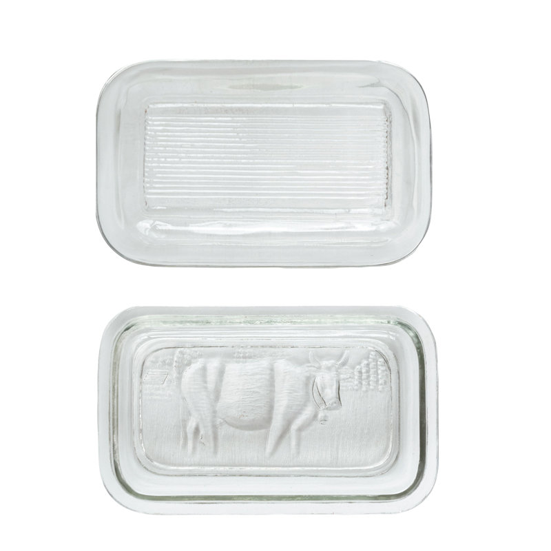 Vintage Embossed Glass Butter Dish