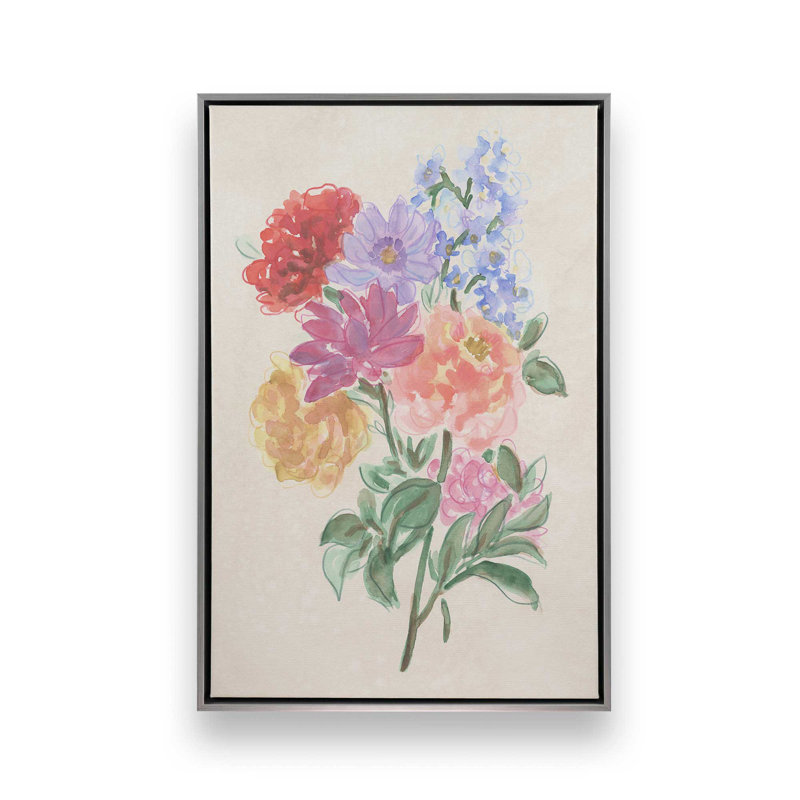 «Blooms on Parchment I» par June Erica Vess, reproduction d'art, H 32 po x l 24 po, Argent argent