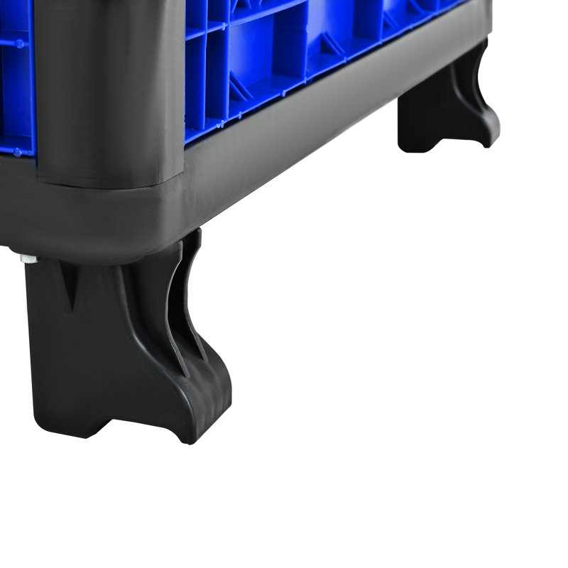 Collapsible Bulk Container, Solid Wall, 600 Lbs Capacity, Blue, 4 - Way Access, 31.07 In Width Storage, Stacks High, 39.82 Depth