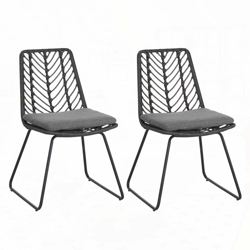 Outdoor Patio Side Chair, Gray, Black