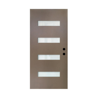 Modern Exterior Doors, 36 x 80 Fiberglass Slab, Frosted Glass for Home