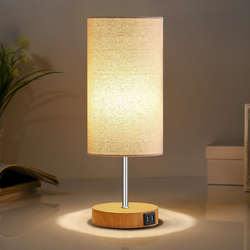 Damontay 15 in. Metal Touching Table Lamp with Dual USB Ports