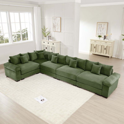 Canapé modulaire en L surdimensionné convertible en L surdimensionné en L 5 places avec accoudoirs très larges